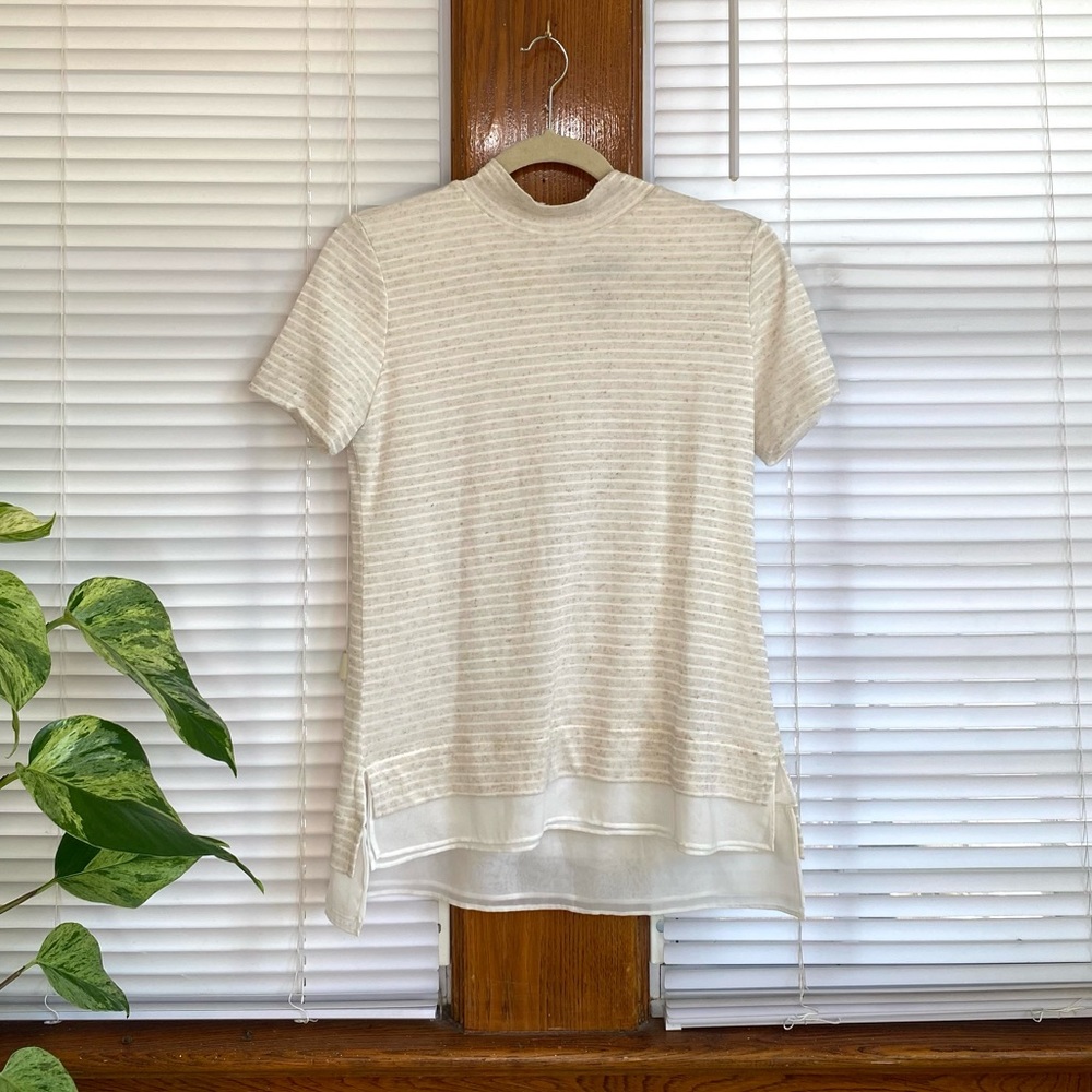 Black House White Market Size Small Blouse Top Short Sleeve 1/4 Zipper Back